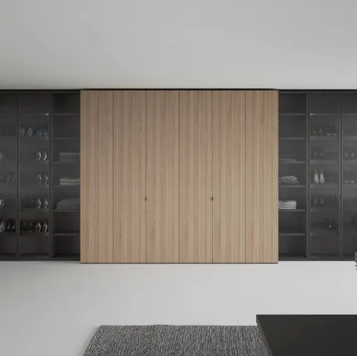 Armadio Freedhome Apertura Totale 50 Canneté in rovere e vetro di Caccaro