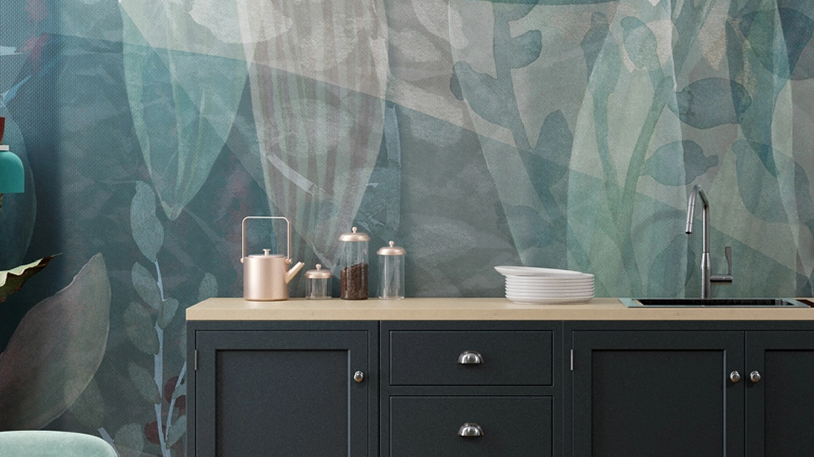 Carta da parati Aglaia con illustrazione floreale di Inkiostro Bianco