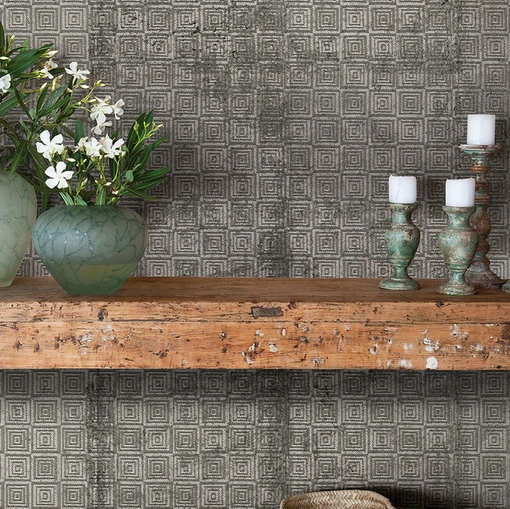 Carta da parati monocromatica Avenue Canestro di Inkiostro Bianco