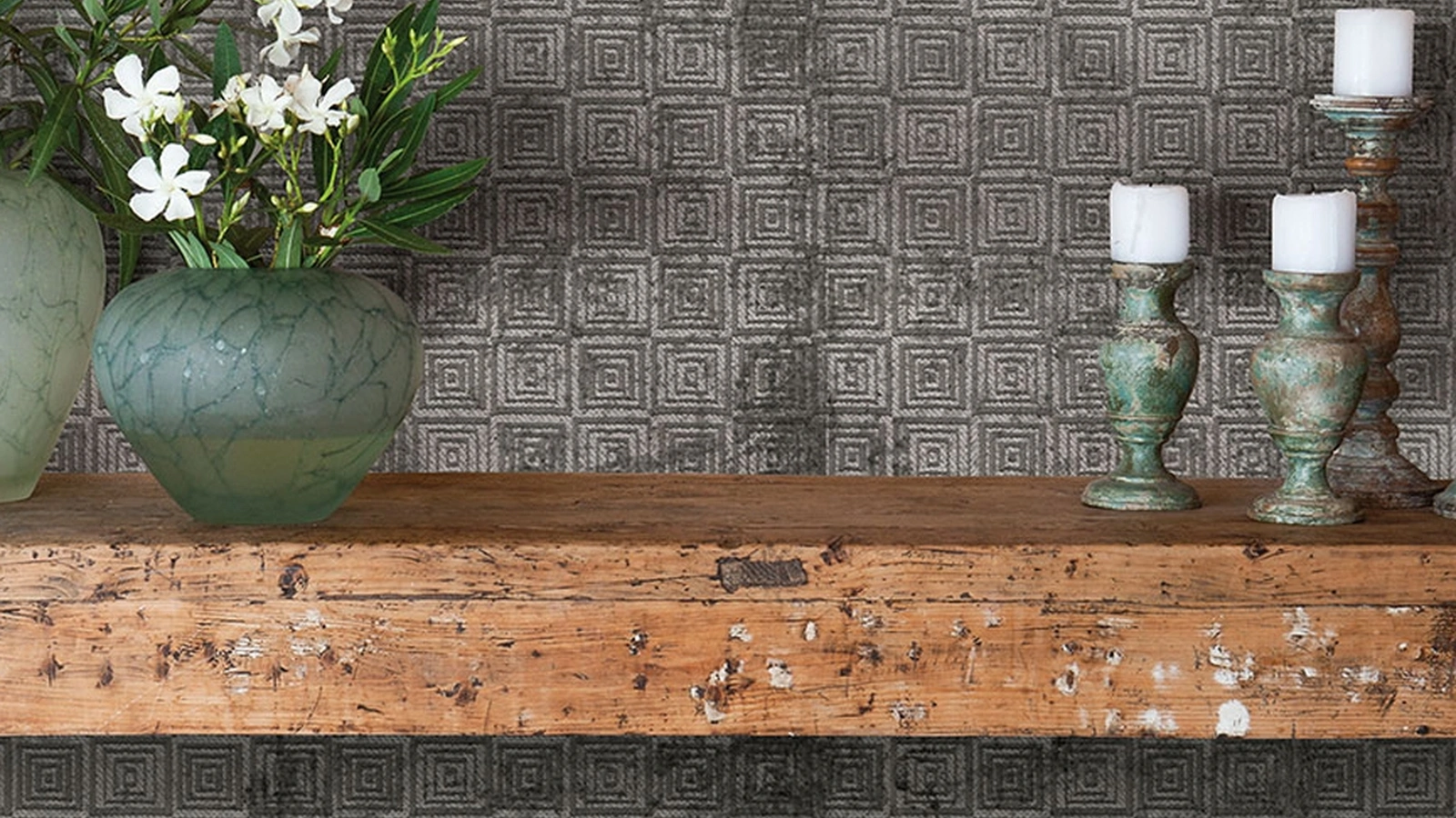 Carta da parati monocromatica Avenue Canestro di Inkiostro Bianco