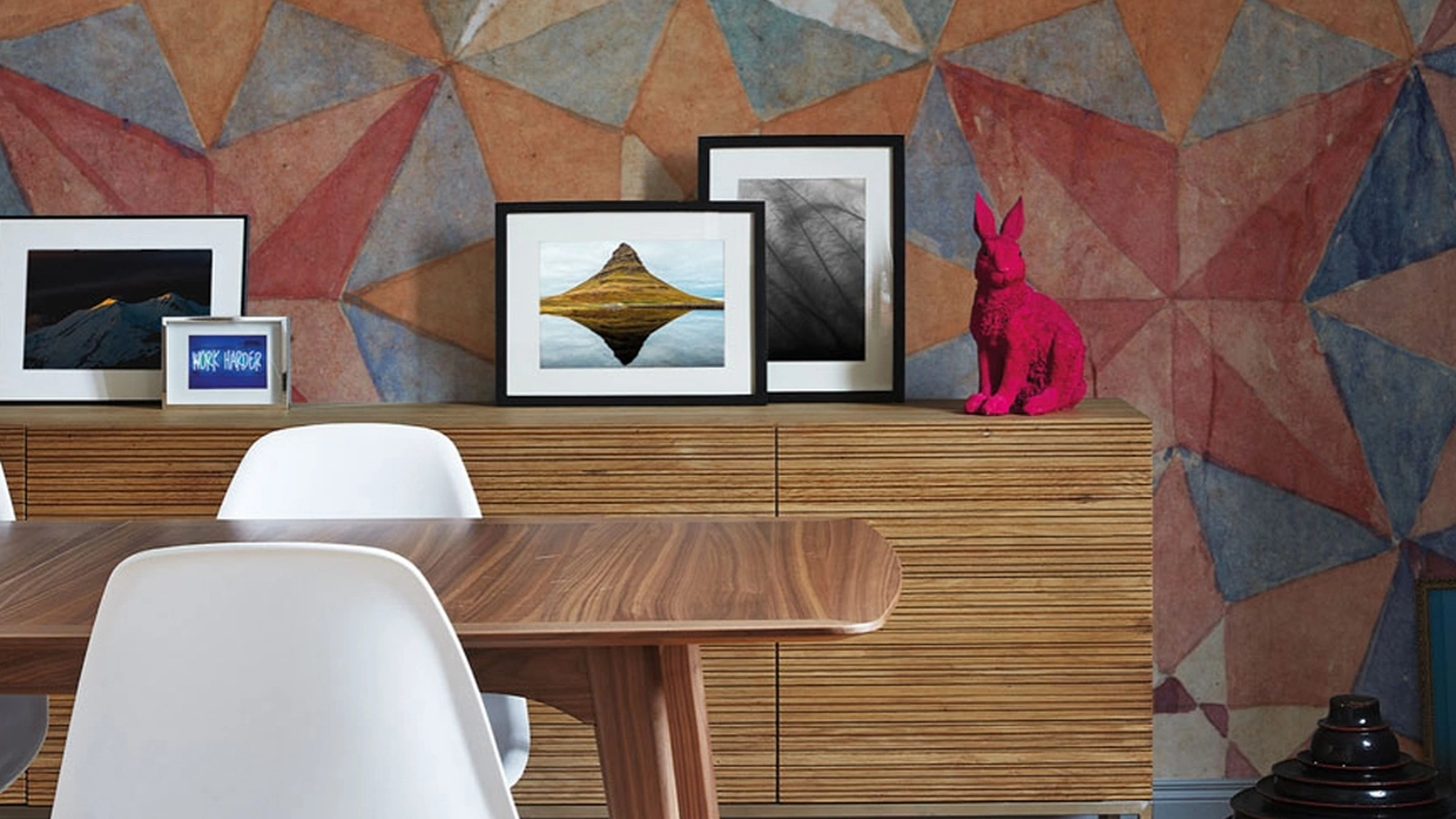 Carta da parati etnica Caleido Rosa di Inkiostro Bianco