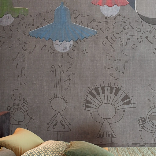 Carta da parati in tessuto per bambini Egg of Columbus di Inkiostro Bianco