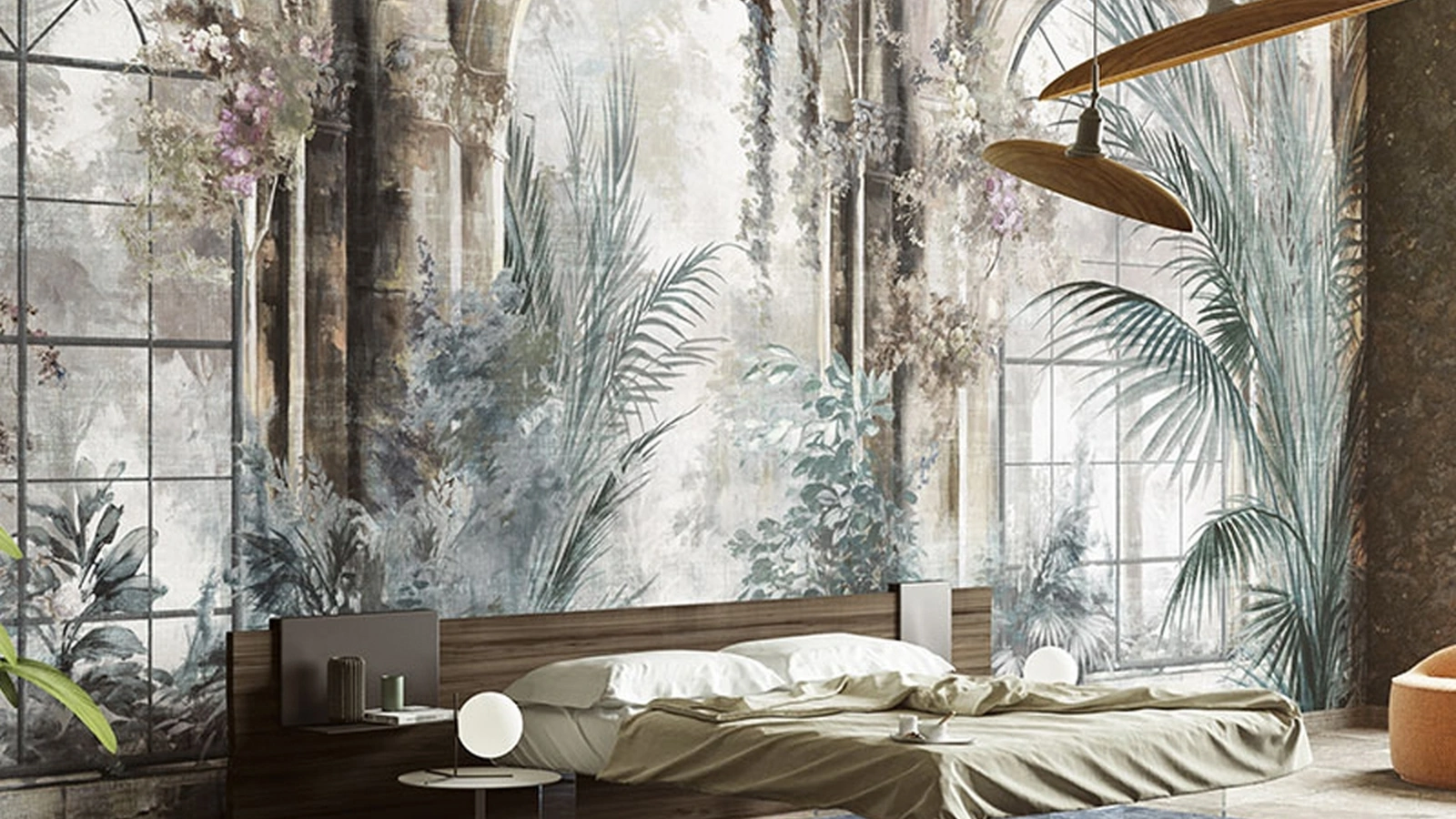 Carta da parati con illustrazione vintage Evan di Inkiostro Bianco