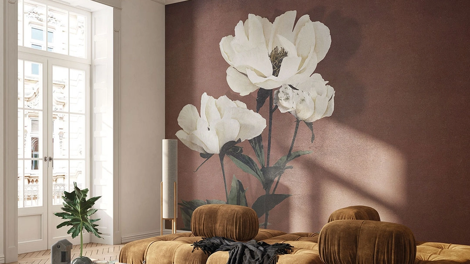 Carta da parati Haerdaceous Paeony di Inkiostro Bianco