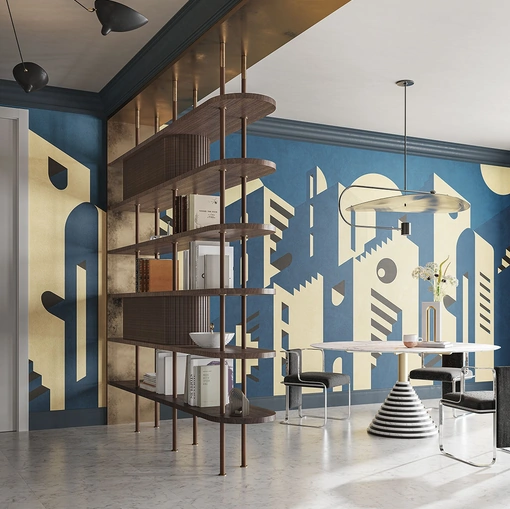 Carta da parati dal design geometrico Metropolis di Inkiostro Bianco