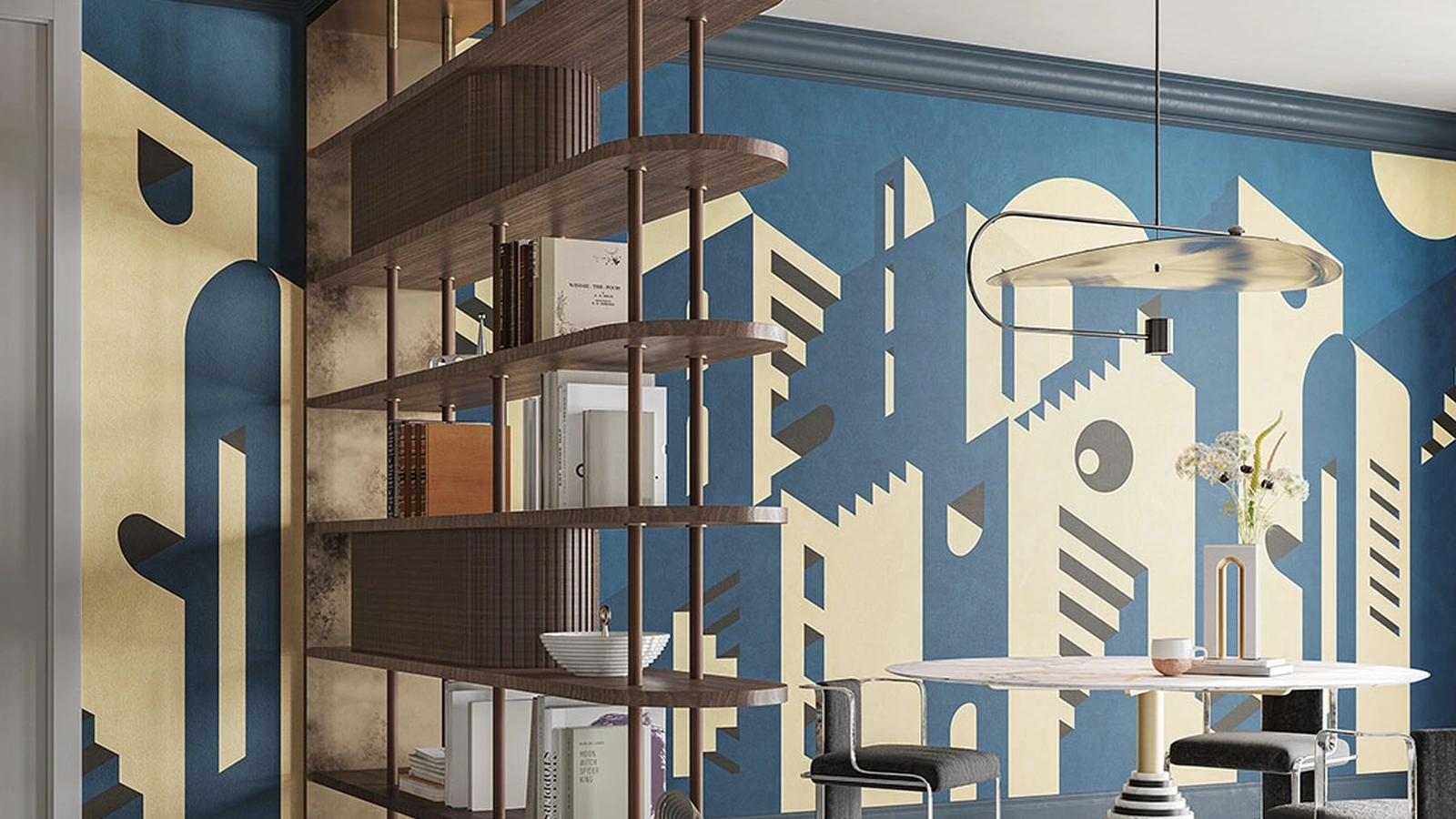 Carta da parati dal design geometrico Metropolis di Inkiostro Bianco