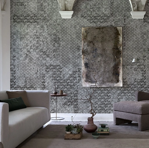 Carta da parati stile industrial con effetto materico Pop Color di Inkiostro Bianco