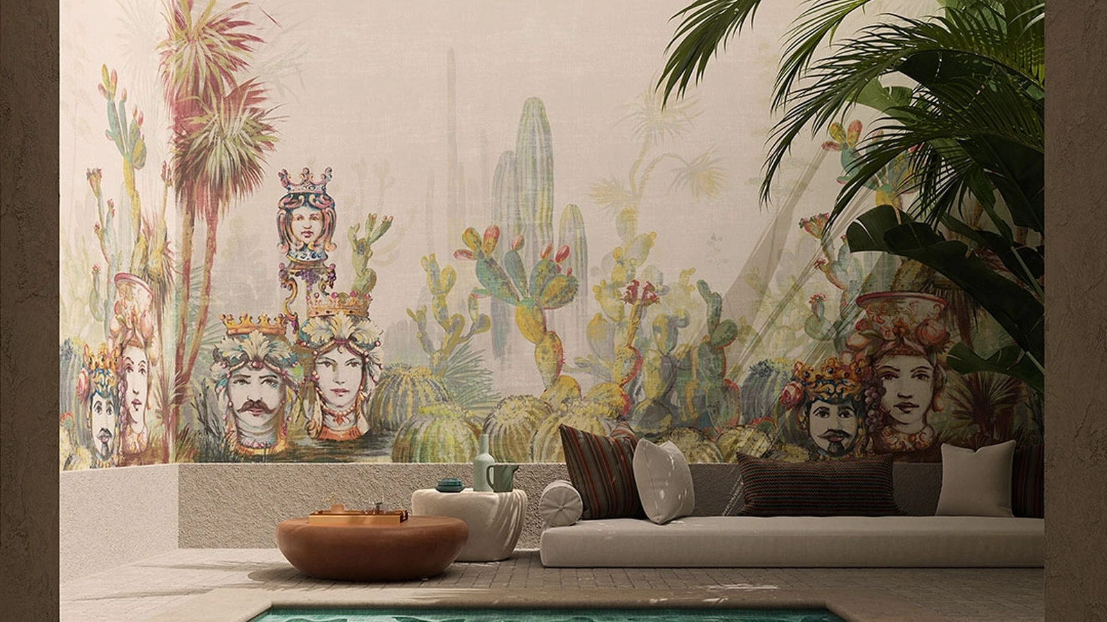 Carta da parati con illustrazione artistica Sicilia di Inkiostro Bianco