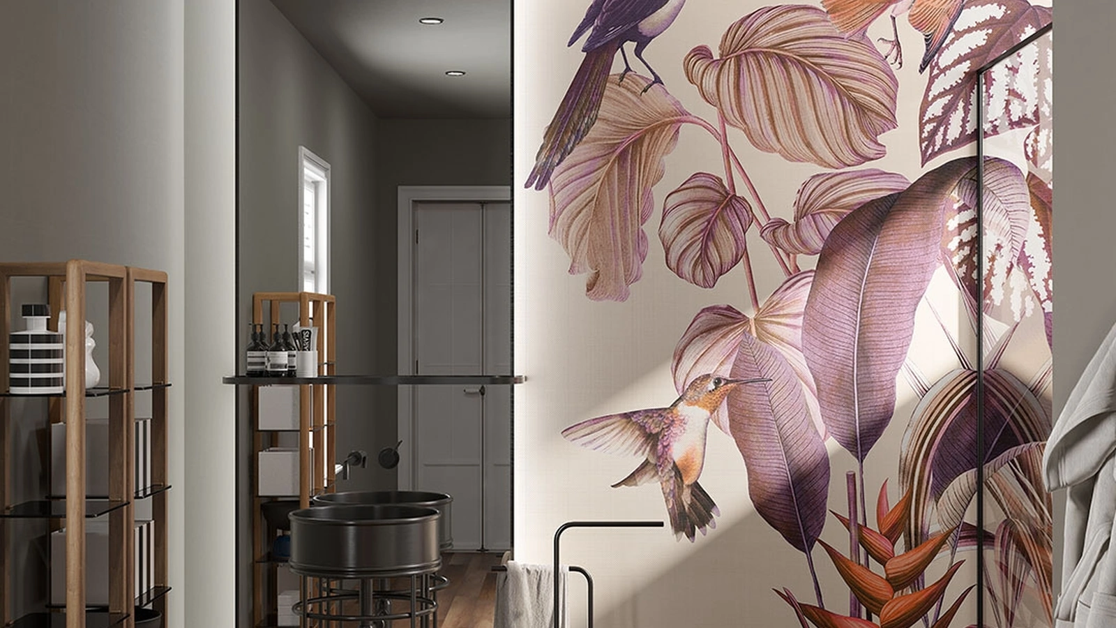 Carta da parati di ispirazione tropicale Soulmate di Inkiostro Bianco