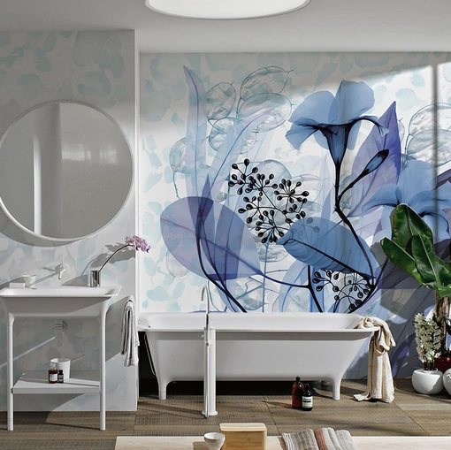 Carta da parati floreale Stame di Inkiostro Bianco