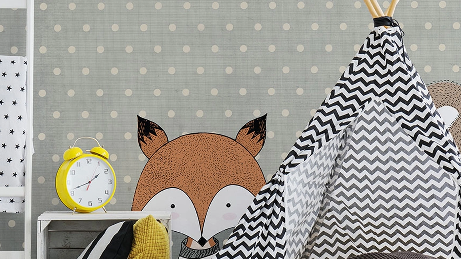 Carta da parati con illustrazione per bambini Sweet Dreams di Inkiostro Bianco