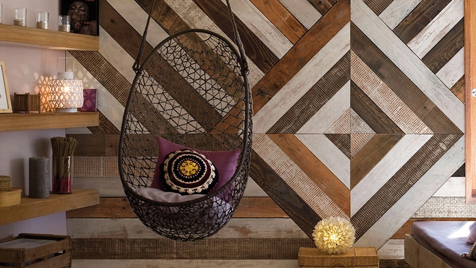 Carta da parati geometrica effetto legno Wooden di Inkiostro Bianco