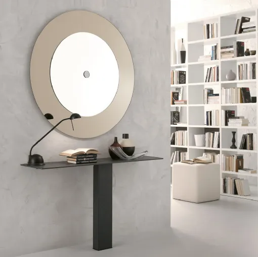 Specchio rotondo Carrè con cornice in vetro Bronzo di Ponti Terenghi