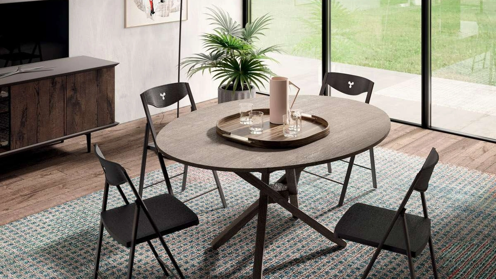 Tavolino trasformabile in un tavolo ovale in legno Ellis di Ozzio