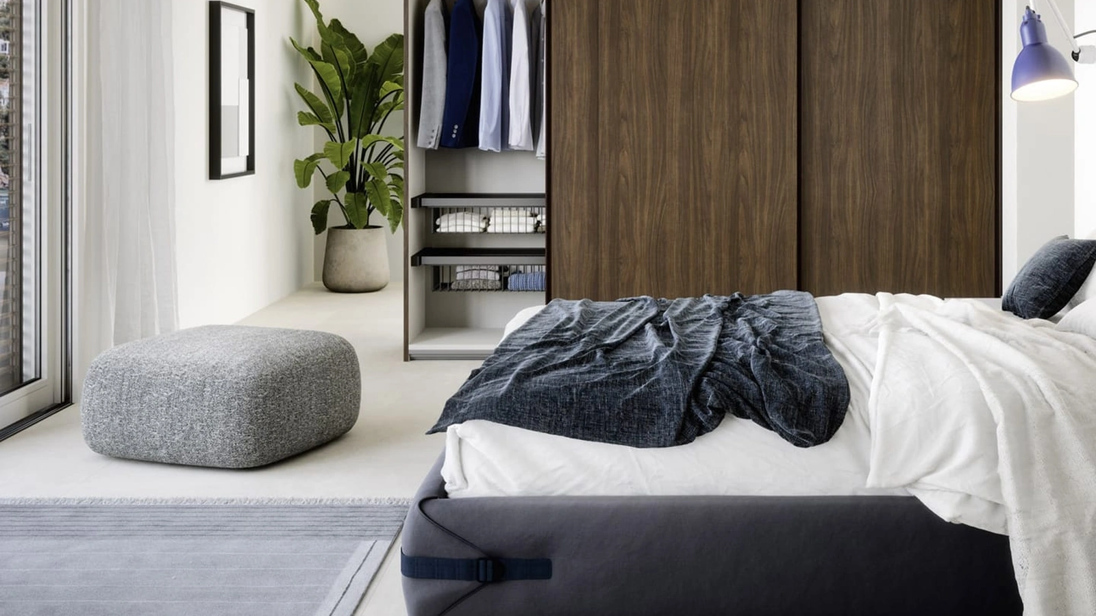 Pouf in tessuto con angoli stondati Blossom di Novamobili