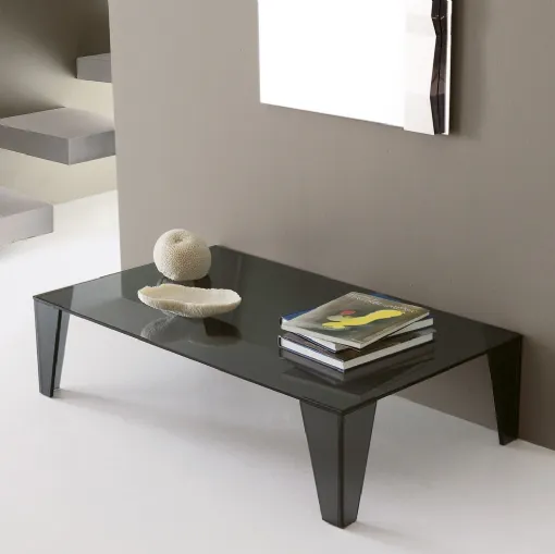 Tavolino in cristallo temperato rettangolare Singapore di Ponti Terenghi