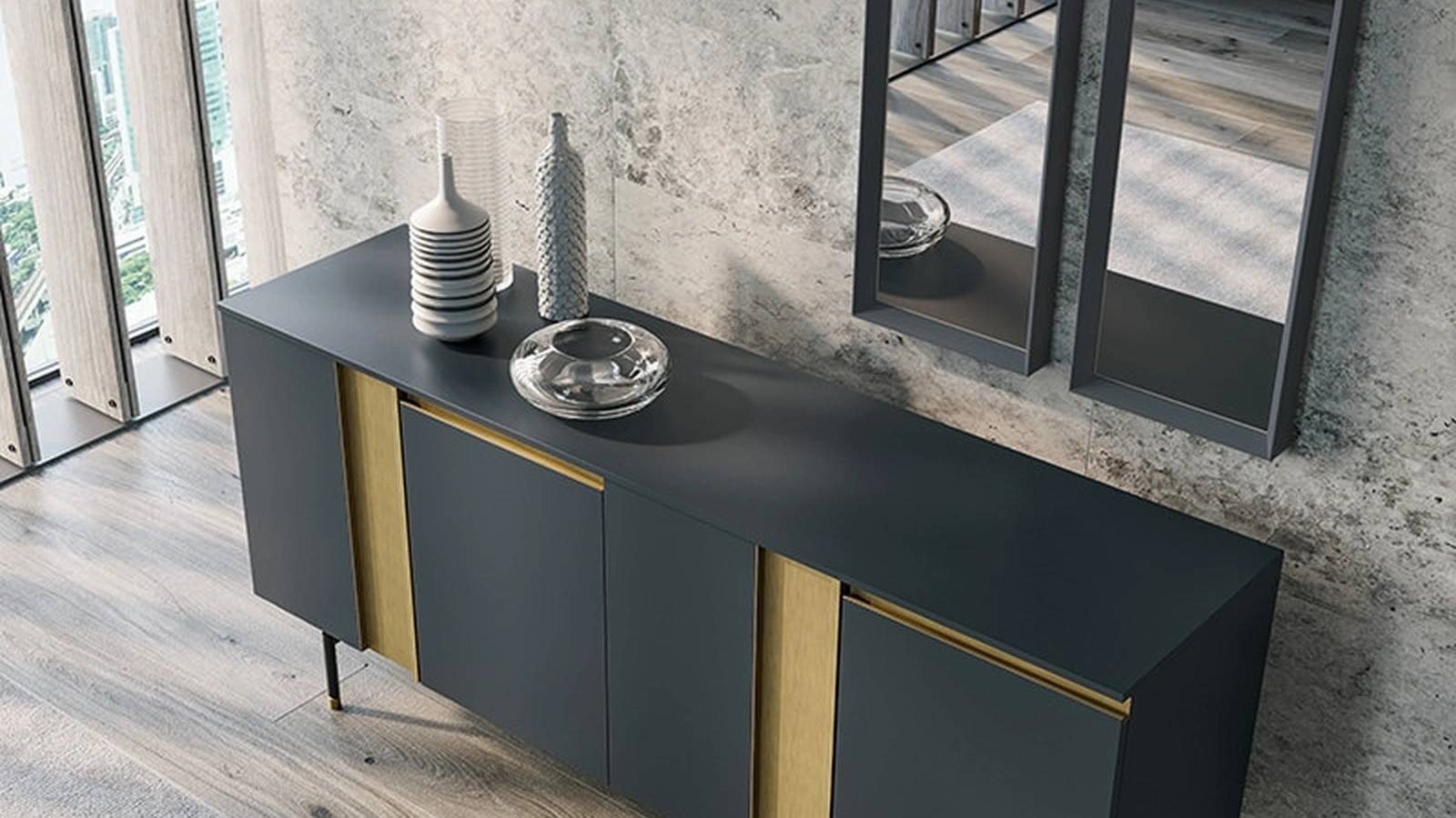 Specchio Slash con cornice in laccato di Dall'Agnese