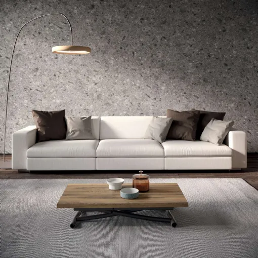 Tavolino Trasformabile Sydney in Eco Legno Vecchio Antico e metallo di Ozzio