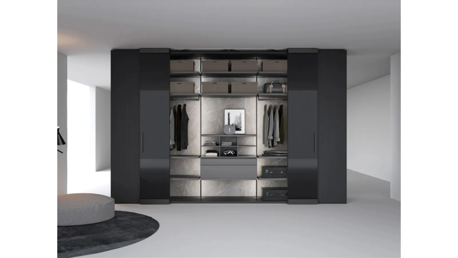 Armadio Freedhome Apertura Totale 50 vetro extrachiaro di Caccaro