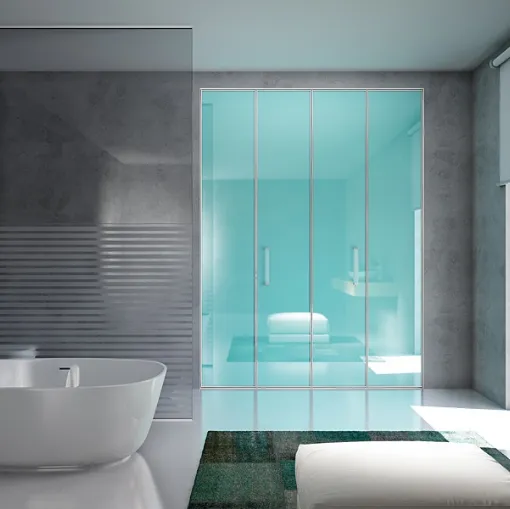 Armadio a Soffietto 02 in cristallo laccato e cornici cromate di Pozzi Armadi