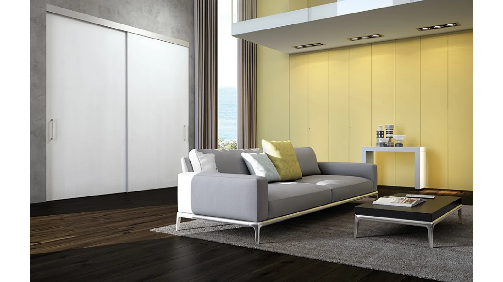 Armadio Ante Battenti Giallo a Filo muro di Pozzi Armadi