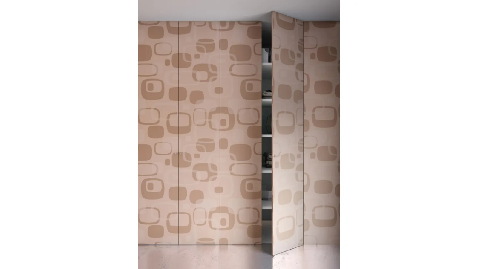 Armadio Ante Battenti 02 rivestito con carta da parati di Pozzi Armadi