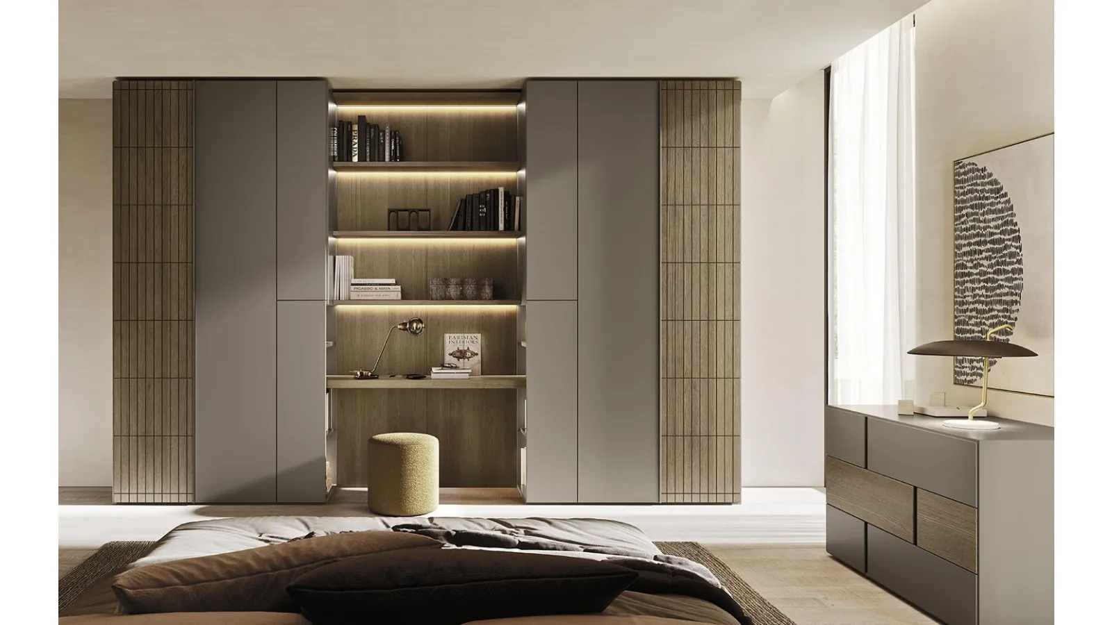 Armadio con ante battenti Comp N01 in laccato e legno di Mobilgam