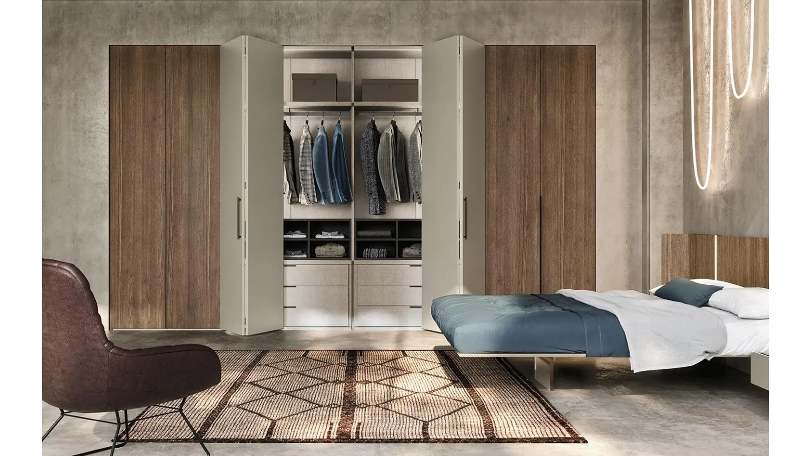 Armadio con ante a soffietto Comp N12 in laccato e legno di Mobilgam