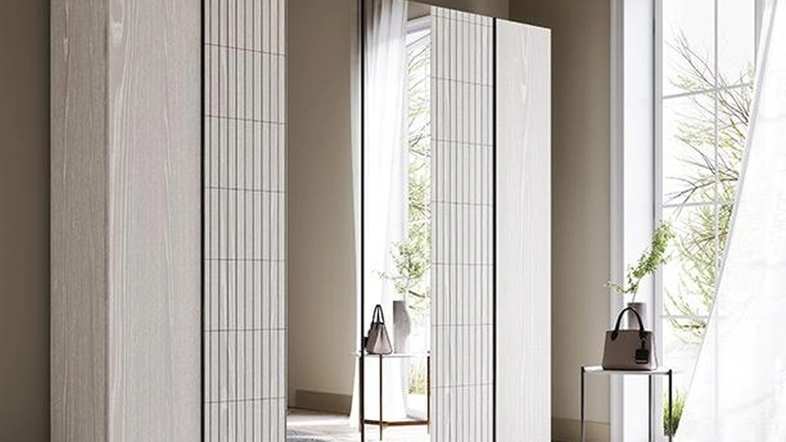 Armadio con ante battenti in legno e vetro Comp N21 di Mobilgam