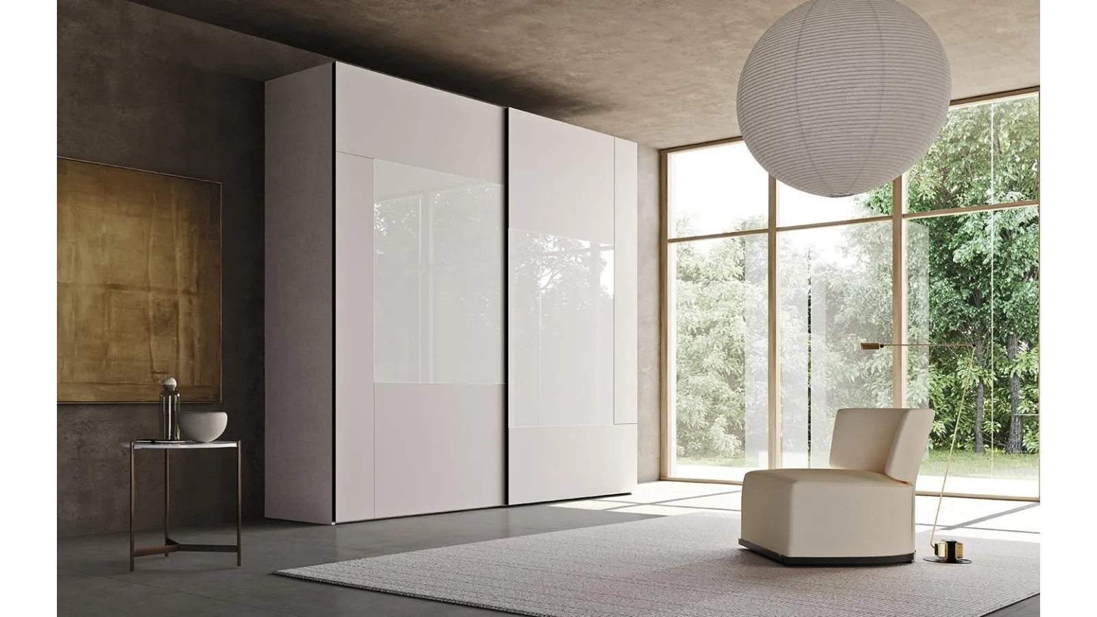 Armadio con ante scorrevoli Comp N27 in vetro laccato opaco e lucido di Mobilgam