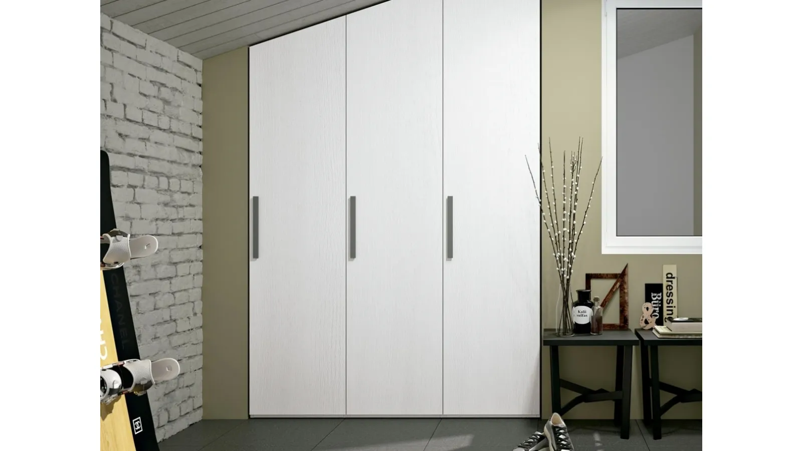 Armadio ripostiglio con ante battenti Composizione 33 di Ferrimobili