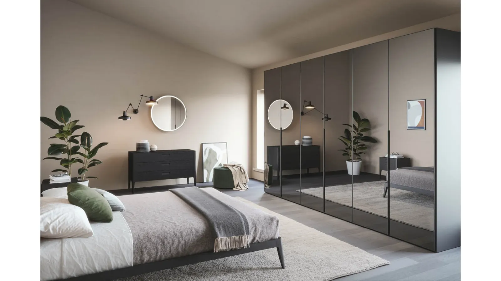 Armadio con 6 ante battenti a specchio Crystal di Novamobili