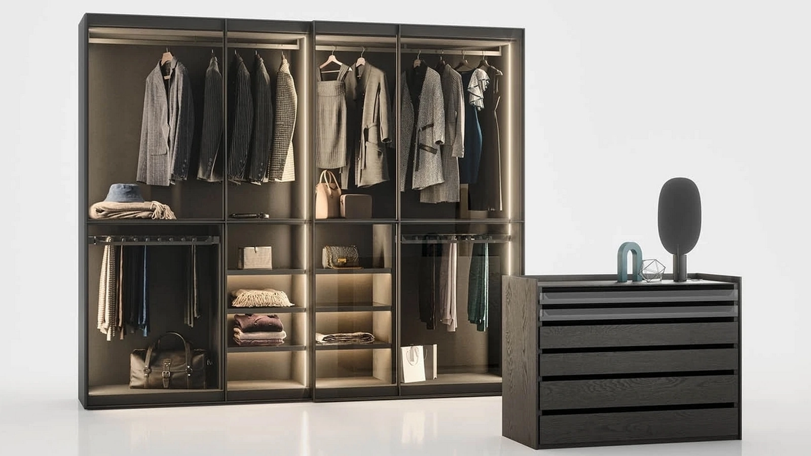 Armadio scorrevole Layer in vetro di Novamobili