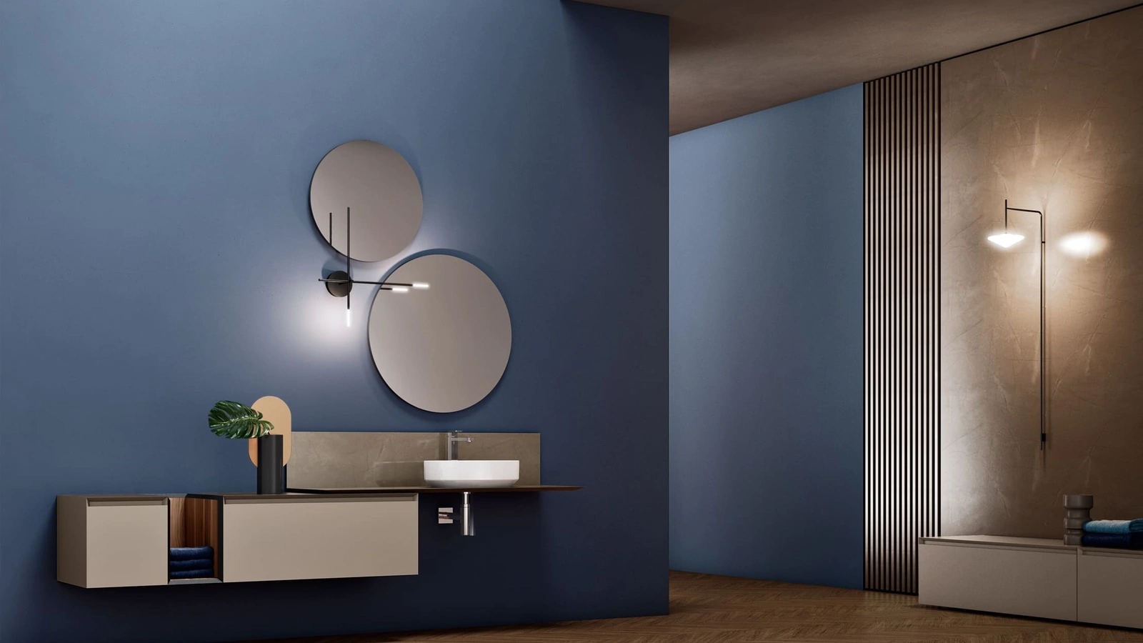 Mobile da Bagno sospeso Dafne 03 in laccato opaco di Arcom