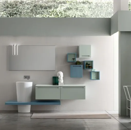 Mobile da Bagno sospeso in laccato opaco The verde Rush 29 di Arcom
