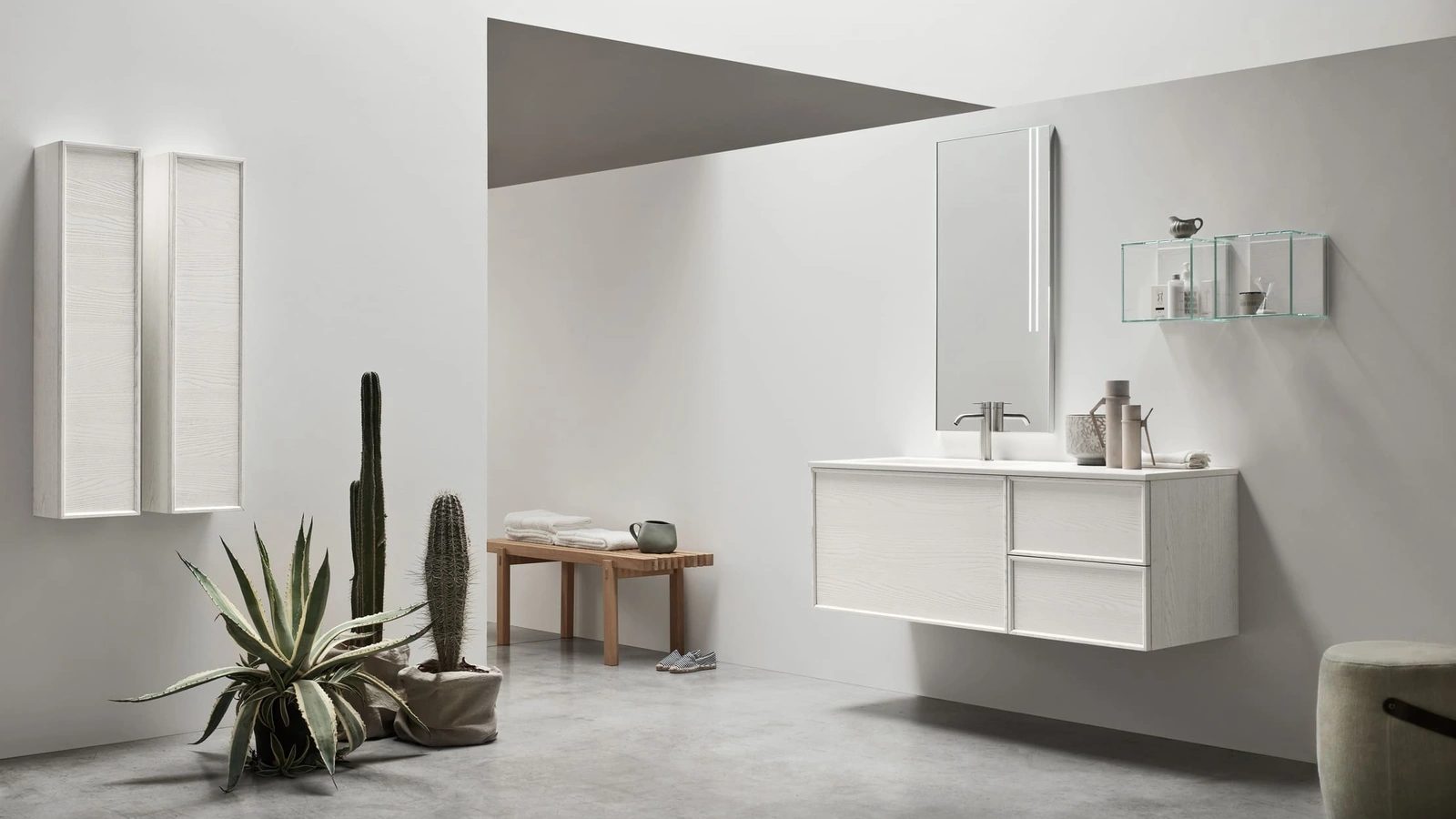 Mobile da Bagno sospeso Vanity 10 in Frassino Bianco di Arcom