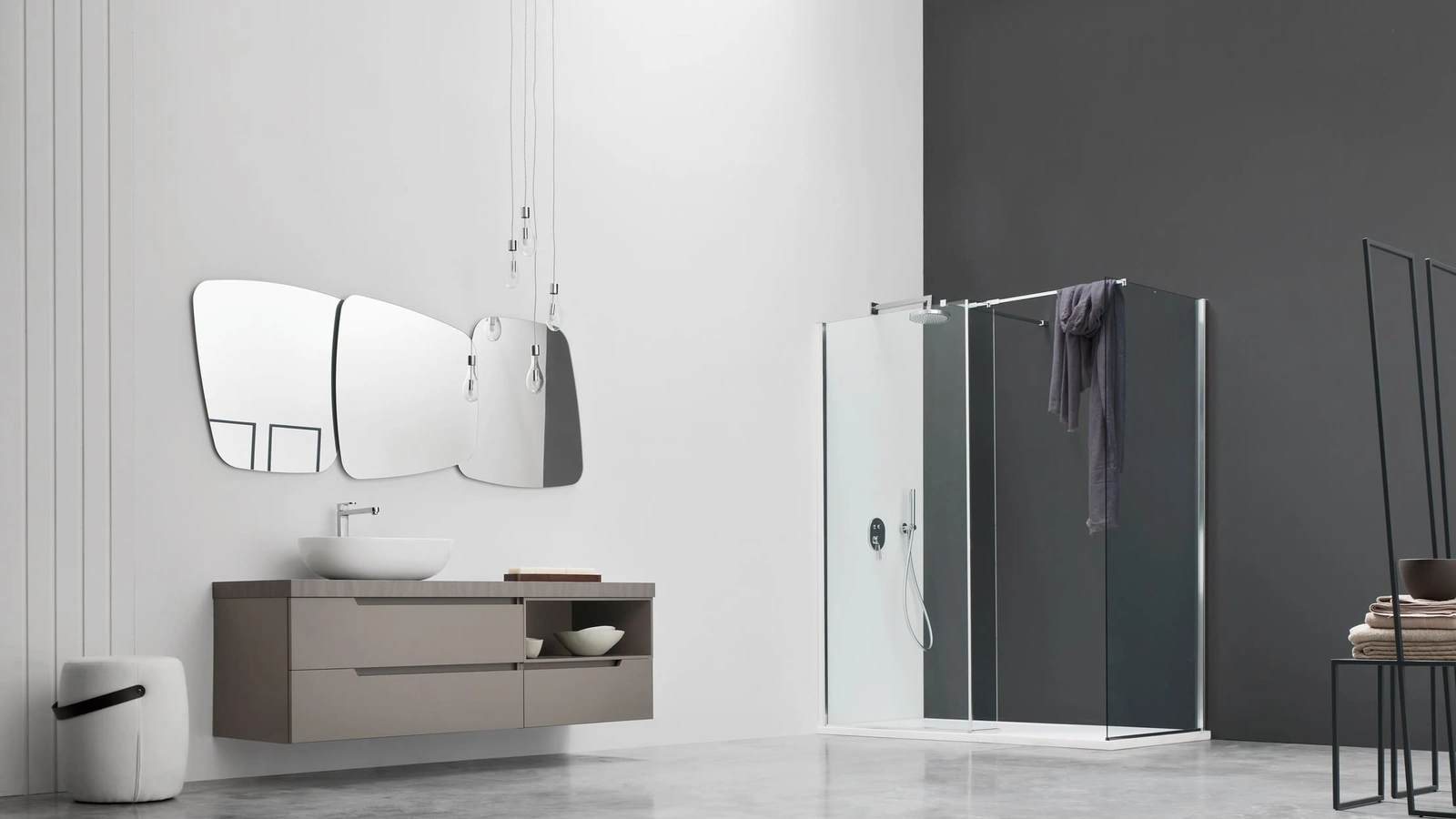 Mobile da Bagno sospeso laccato Taupe opaco Gold 10 di Arcom