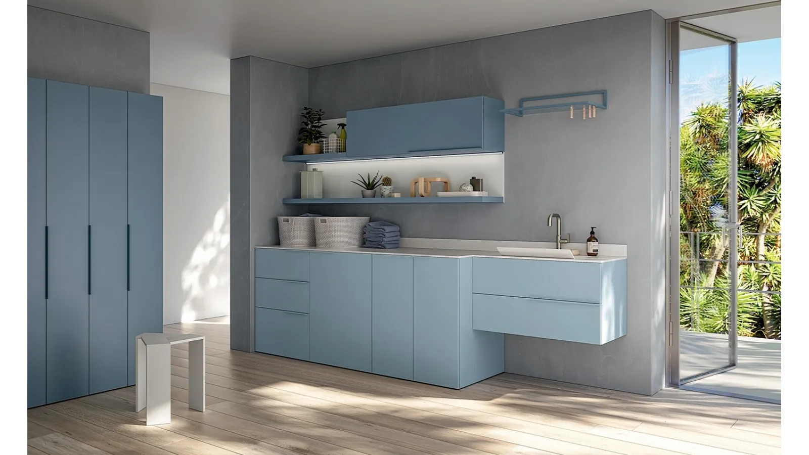 Mobile da Bagno Lavanderia 19 in melaminico e laccato di Idealbagni