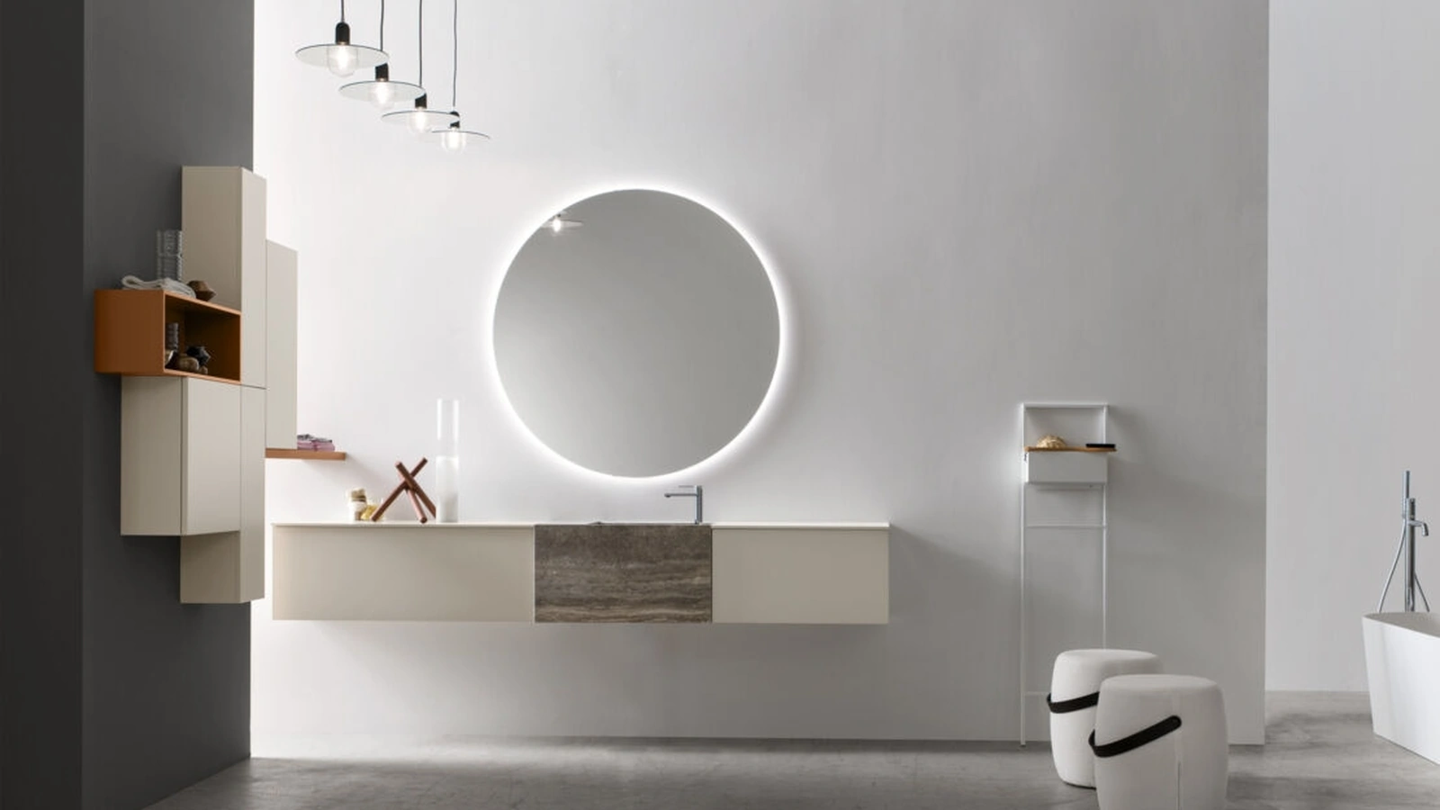 Mobile da Bagno sospeso laccato Juta opaco Pollock 61 di Arcom