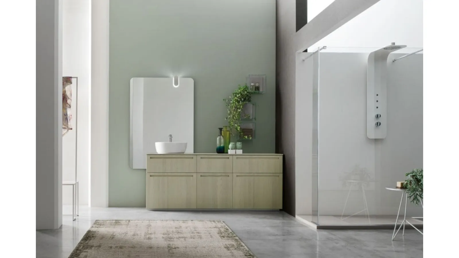 Mobile da Bagno a terra in Olmo Verde Rush 26 di Arcom