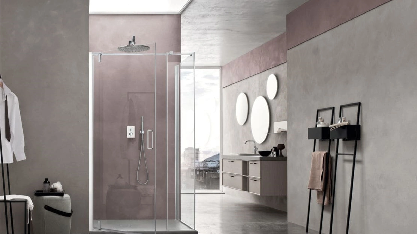 Box doccia ad anta battente in vetro S6 Pivot senza traversa Arcom