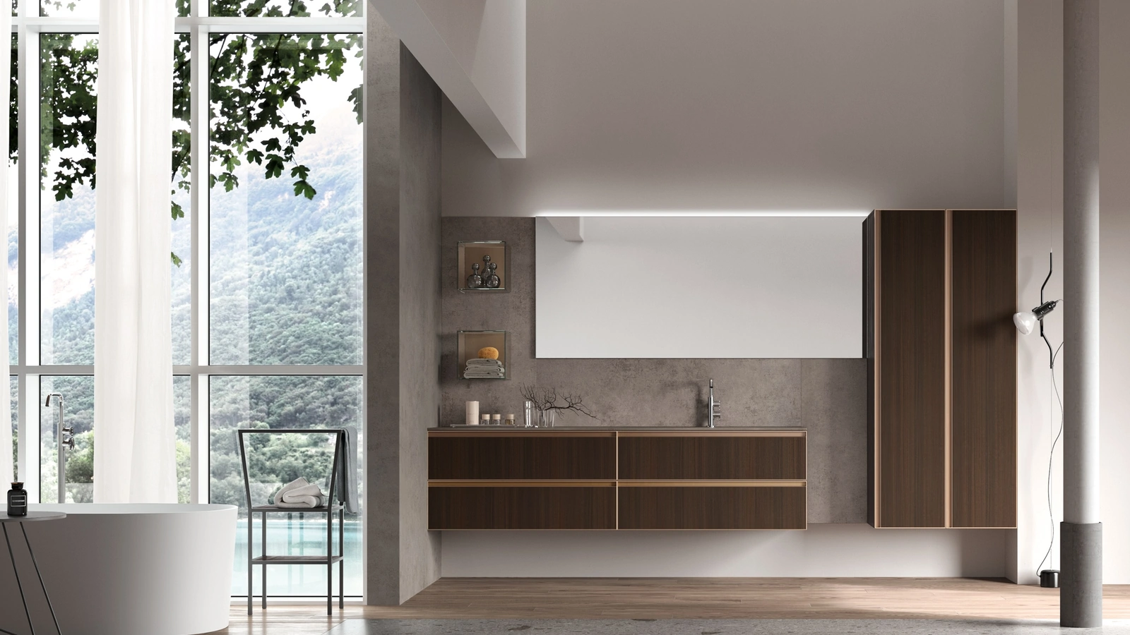 Mobile da Bagno sospeso in legno Shape 05 di Arcom