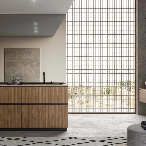 Mobile da Bagno a terra in canneté noce Canaletto Traccia 05 di Birex