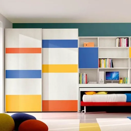 Cameretta 612 su misura salvaspazio con letto su ruote di Ferrimobili