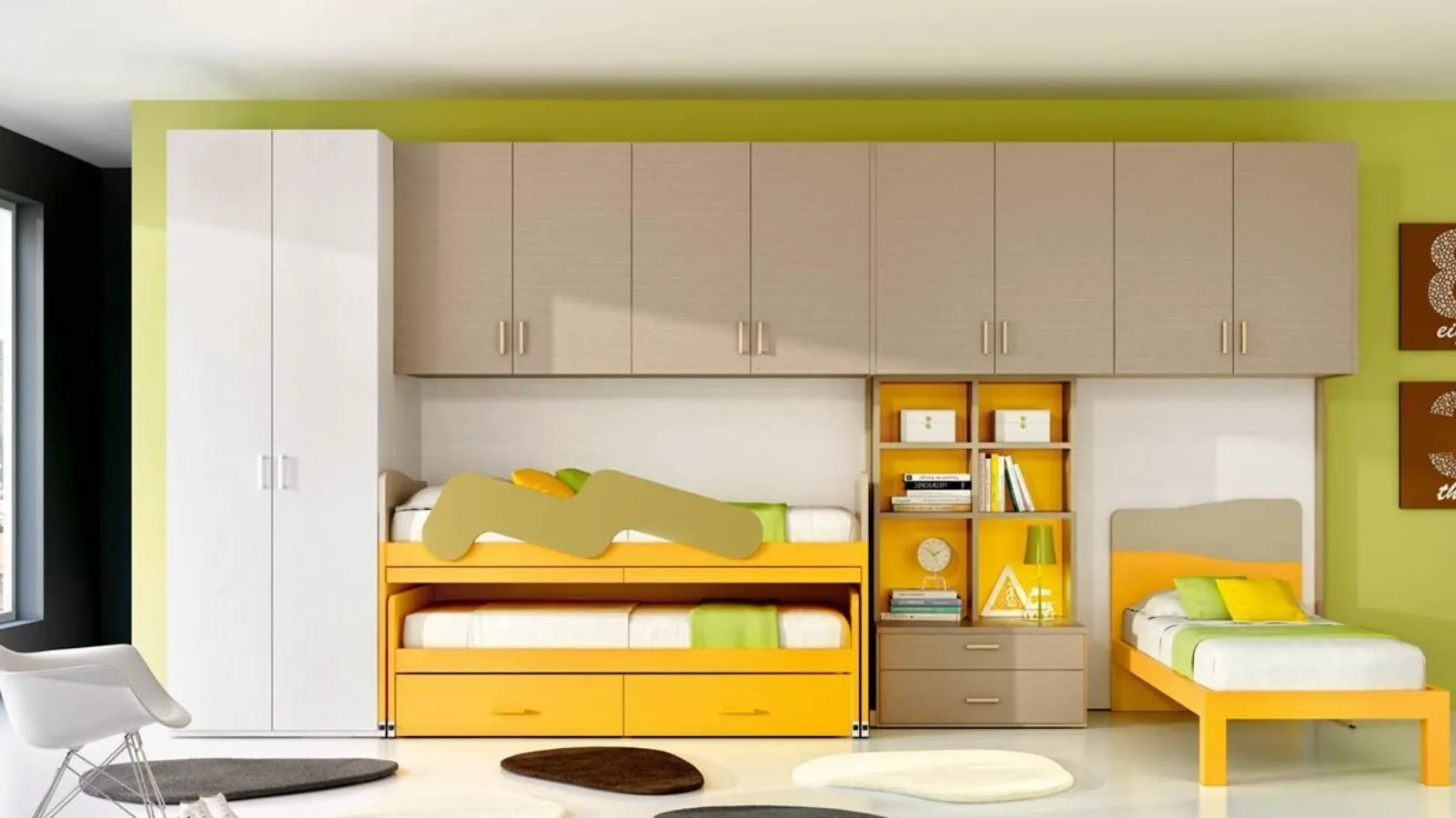 Cameretta 628 a ponte con tre letti, di cui uno estraibile di Ferrimobili