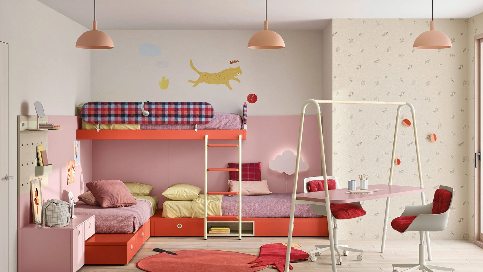 Cameretta con letti a castello Dots di Nidi