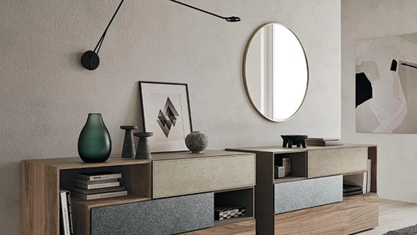 Comò Quadra in frassino e materico di Mobilgam