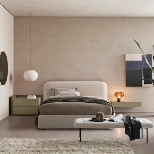 Gruppo notte moderno abbracciato da un involucro in essenza lignea Slim Open di Dall'Agnese