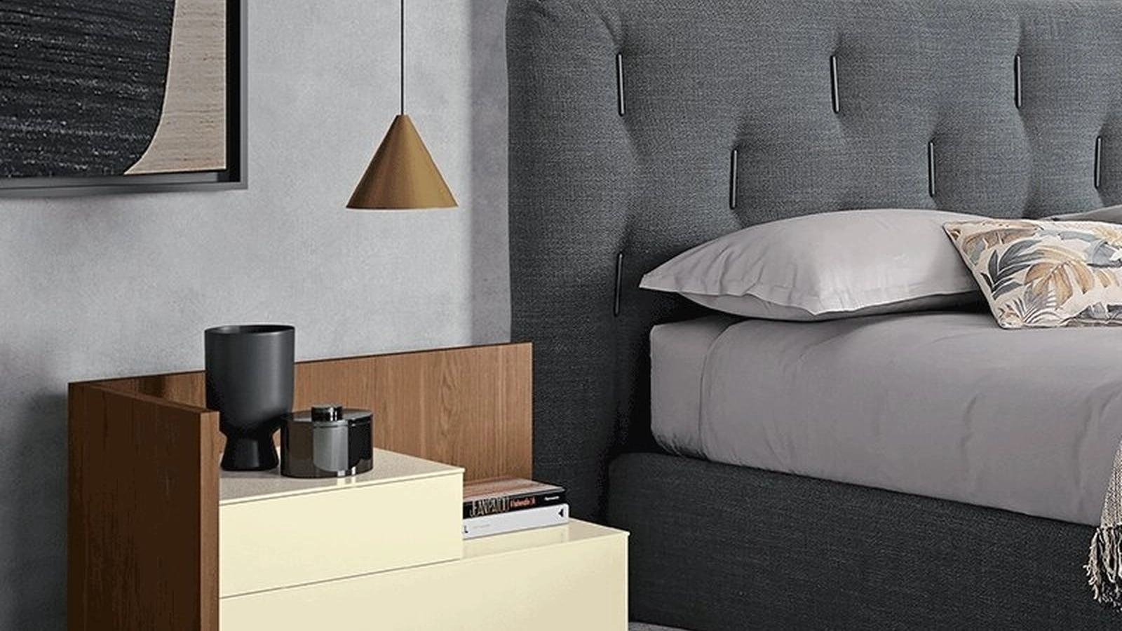 Comodino Slim Open in laccato opaco con struttura lignea di Dall'Agnese