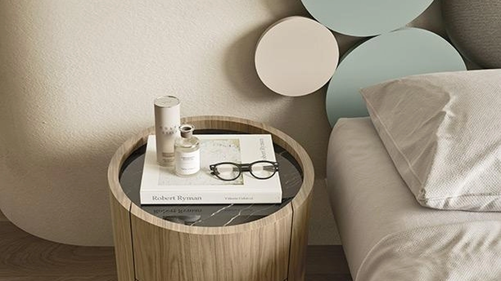 Comodino rotondo Tolo in legno di Mobilgam